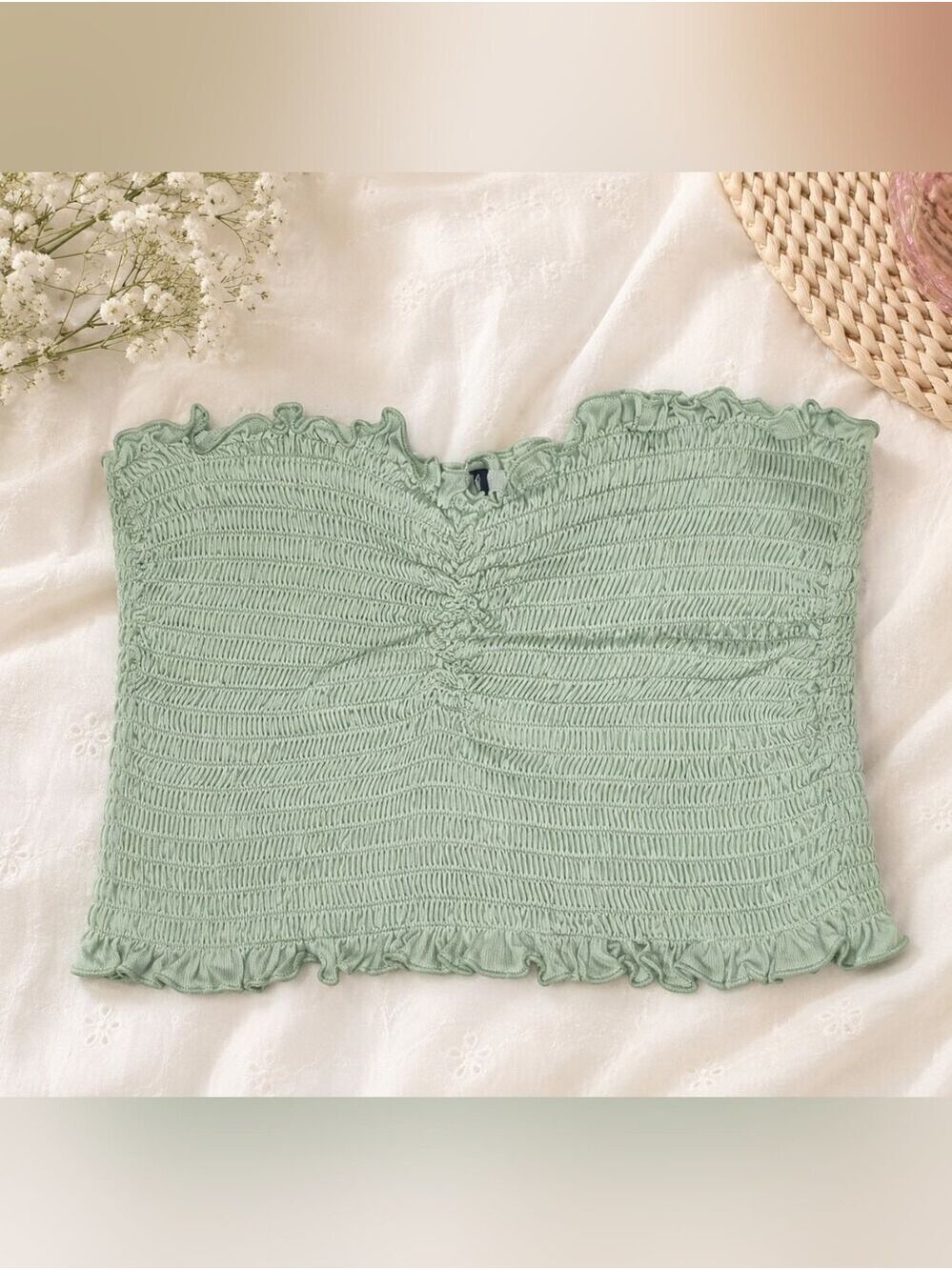 Rue21 Light Green Ruffled Crop Top - Medium - Picture 2 of 5